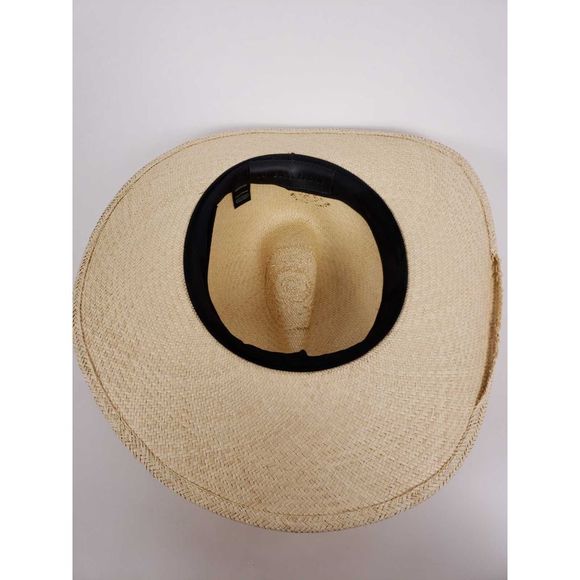 Janessa Leone Gloria Leather Trim Woven Straw Hat - Picture 6 of 7